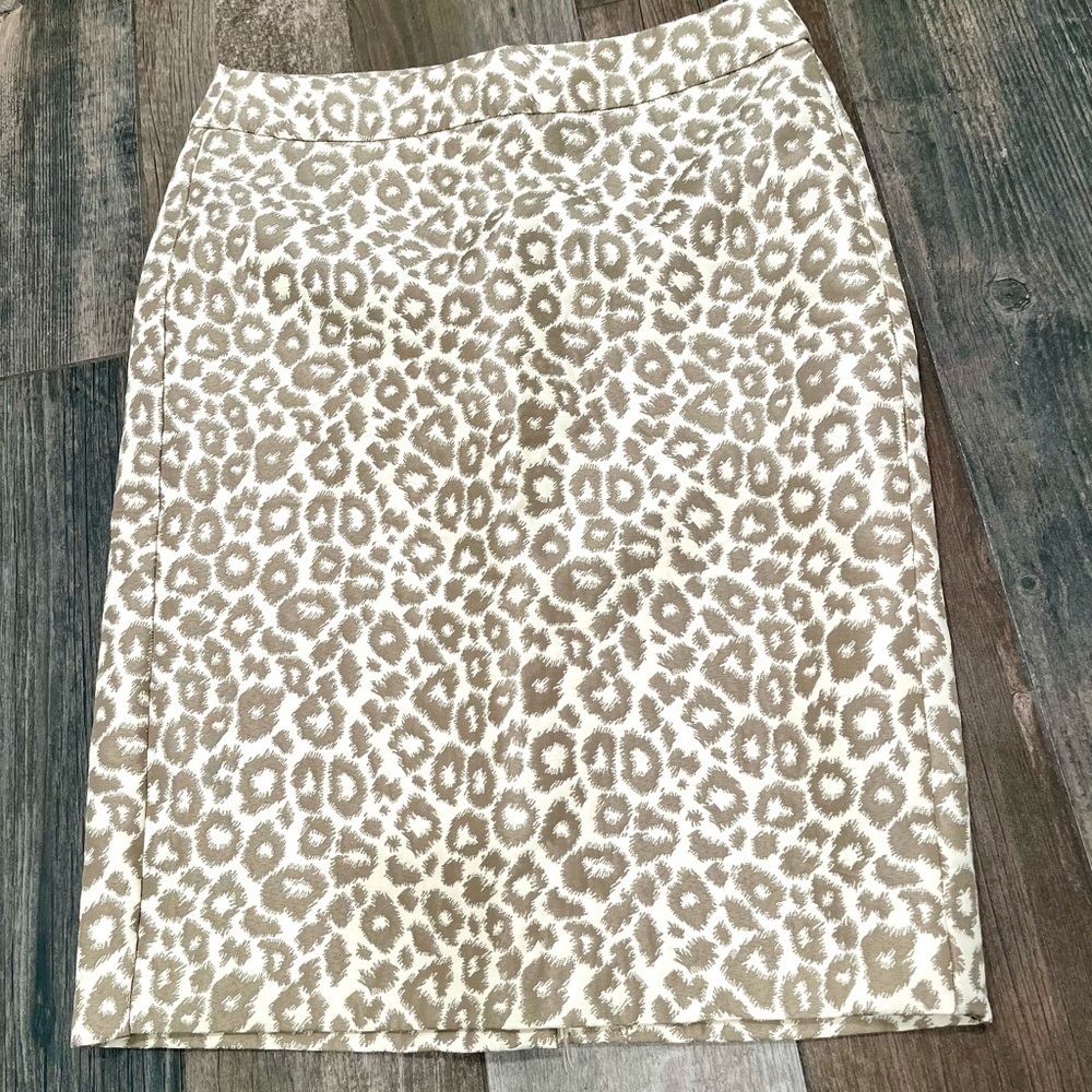 Banana Republic Metallic Gold & Cream Leopard Animal Print Pencil Skirt- size 4